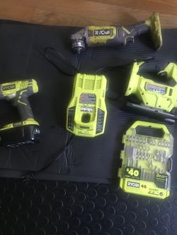 Impact Drill, Grinder, Fast Charger, One Battery 8 amp
