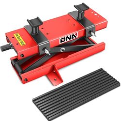 Steel Motorcycle ATV Scissor Lift Jack Hoist Stand with Saddle & Rubber Pad, 2-in-1, 1100lbs (500KG) 3.7-14.8" Lifting Range