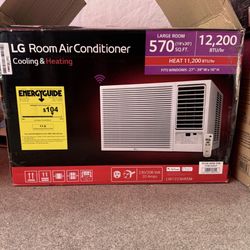 LG 12,200 BTU 230/208V Window Air Conditioner Cools 570 Sq. Ft. with Heater, Wi-Fi Enabled and Dehumidifier in White