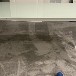 60 Inch Glass Top Desk/table- Modern White Frame (OBO)  