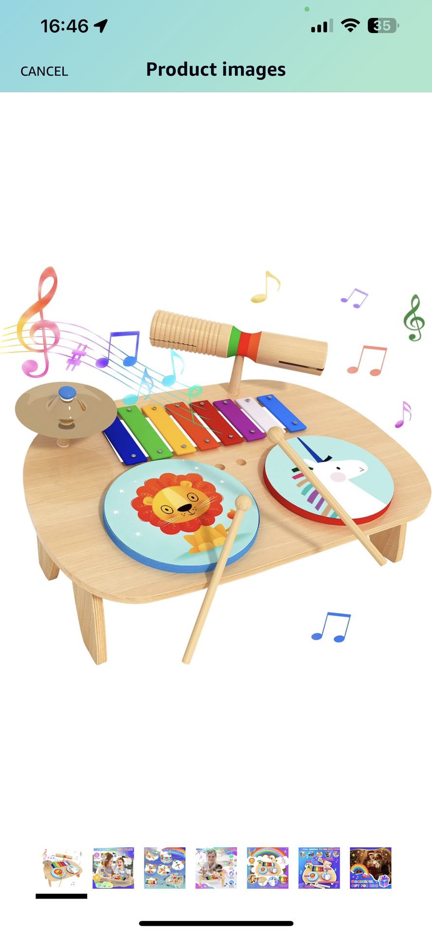 Kids Drum Set, Baby Musical Instruments Toys for Toddlers, 7 in 1 Wooden Xylophone Toddler Drum Set Percussion Instruments Musical Toys Birthday Gifts