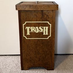 Vintage Wooden Trash Bin
