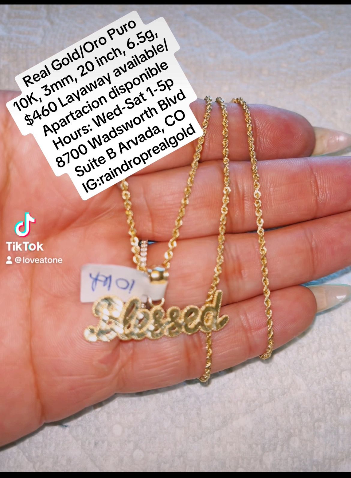 10K Gold Rope & Blessed Pendant 