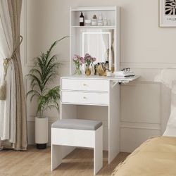 Brand New Vanity Lighted Mirror Desk Set for Compact Spaces Retail $170