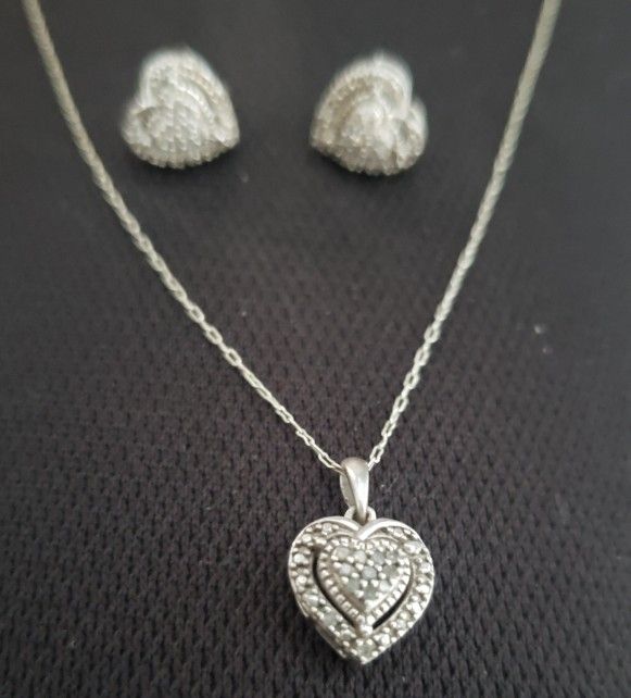 Real Diamond Heart Necklace Set