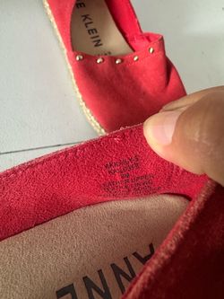 Anne Klein Women's Red Suede Studded Espadrille Slip-On Flats Closed Toe 8M