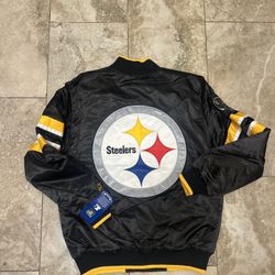 Starter Pittsburgh Steelers Satin Black/Yellow Jacket Size Medium