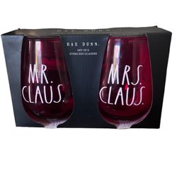 Christmas Mr & Mrs. Claus  Wine Glasses