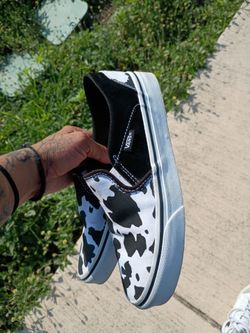 WOMENS VANS CUSTOM COW PRINT SIZE 6 1/2
