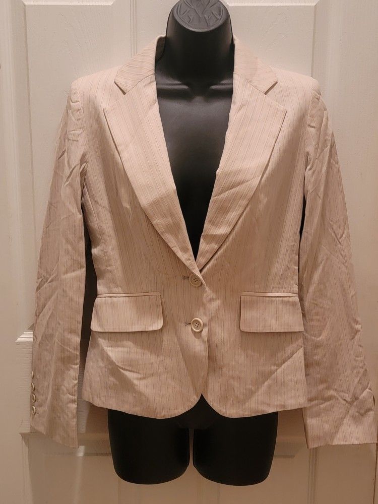 NWT New York & Company Beige Pinstripe Blazer Suit Jacket - Size 2