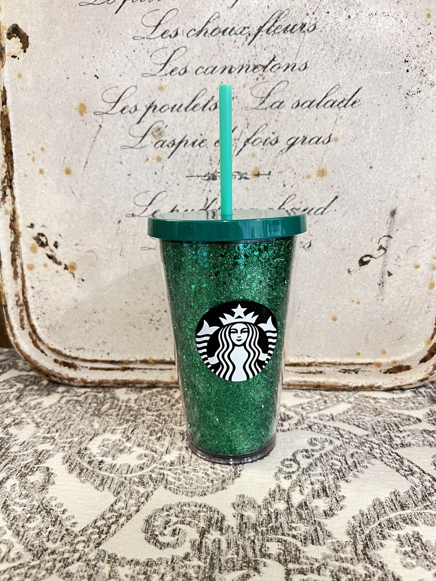 Starbucks Holiday Green Glitter 16 oz Tumbler Cup