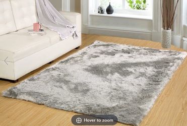 Dynamic Paradise 2400 Silver Area Rug 5'x8' - Shaggy Plush Pile 62"x96"