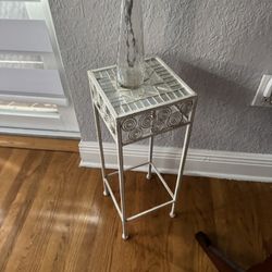 White Mirror Accent Table