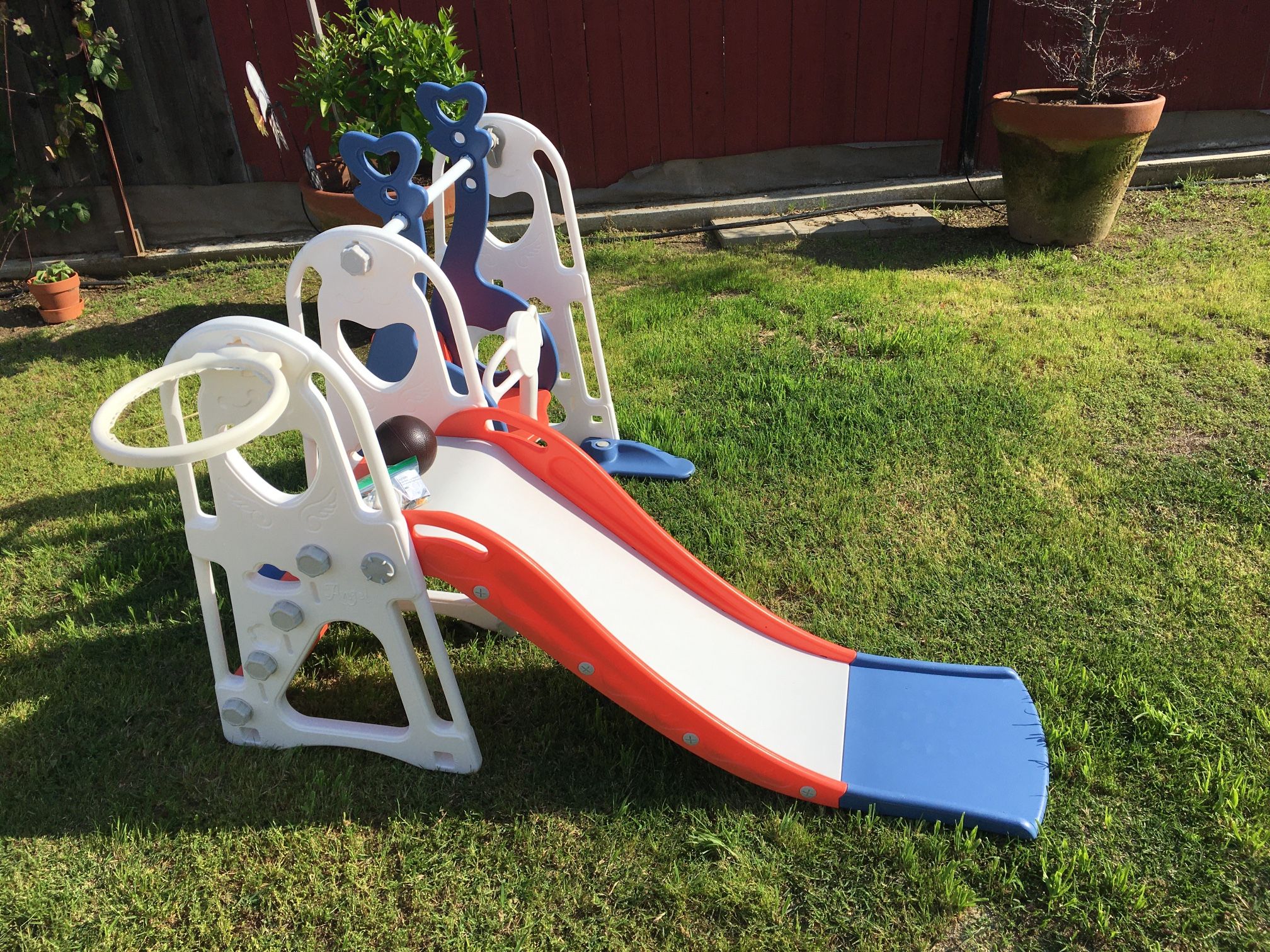 4 in 1 Toddler Swing and Slide Set for Age 1-4 Playground for Children; Orange n Blue