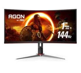 AOC CU34G2X 34" Curved Frameless Immersive Gaming Monitor, UltraWide QHD 3440x1440, VA Panel, 1ms 144Hz Adaptive-Sync, Height Adjustable