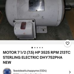 3 Phase. 600v  3500 Rpm 7.5 Hp Stainless Steel Shaft. Electric Motor