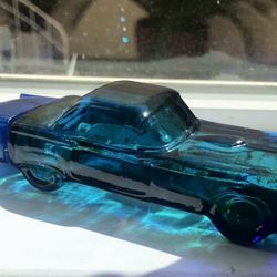 Vintage 1955 Avon Ford Thunderbird Peacock Blue Glass Bottle