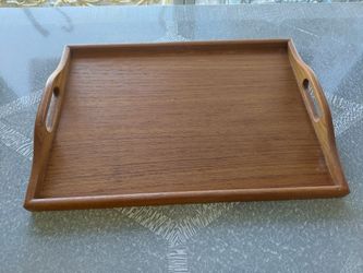 1960'S Vintage Mid Century Modern Dolphin Teak Tray with Handles Scandinavian.