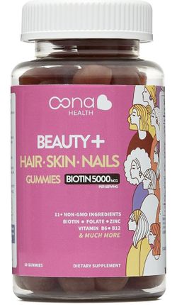 Beauty+ Hair, Skin & Nails Vitamins - Biotin & Folate Gummies + 9 Essential Vitamins & Minerals Vitamins A, B5, B6, B12, C, D, E, Iodine & Zinc - Skin