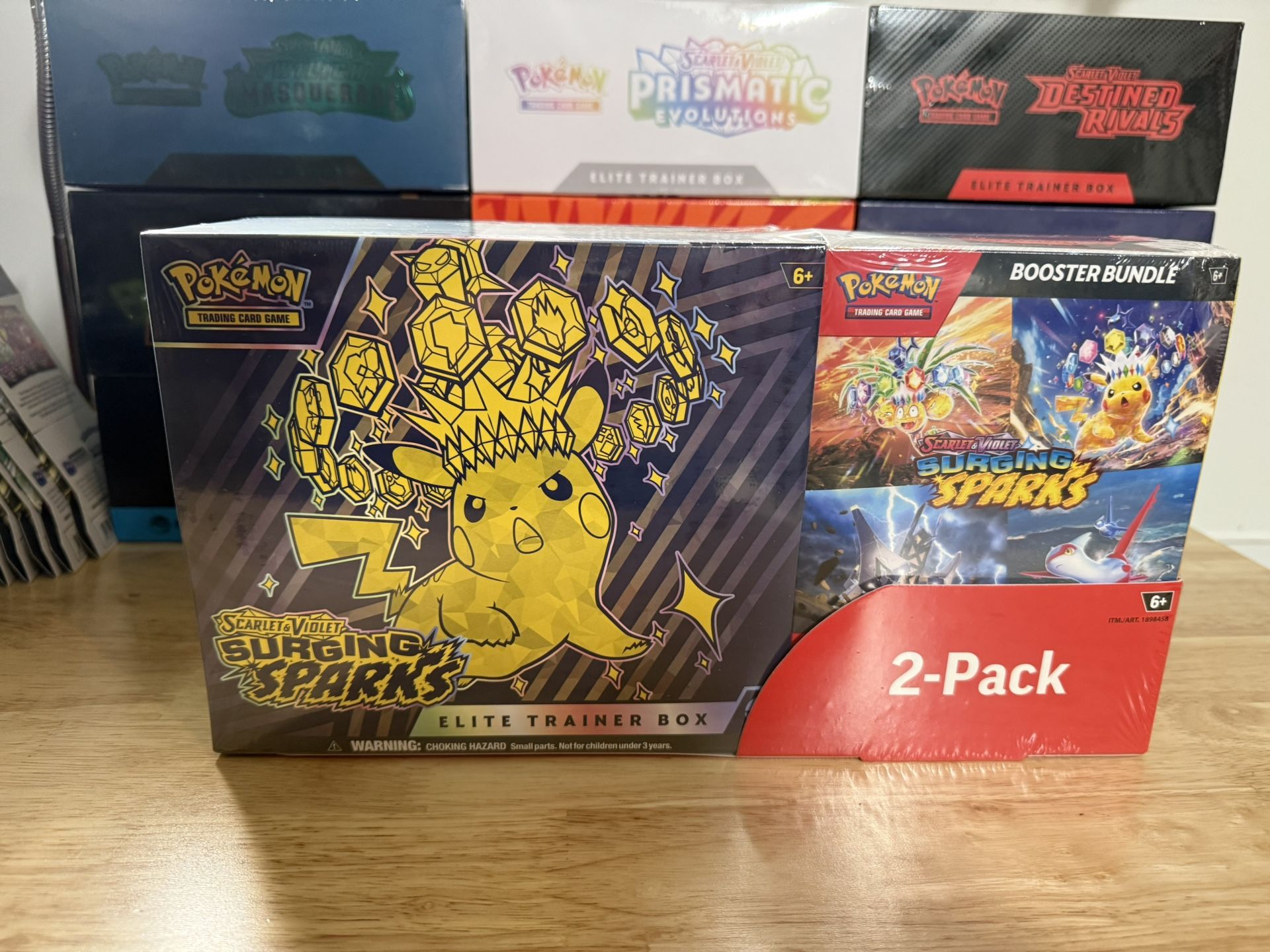  Pokémon Surging Sparks Elite Trainer Box + Booster Bundle, 2-pack