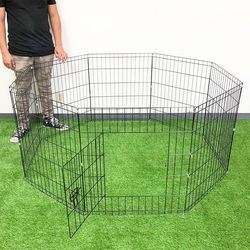 New In Box $39 Dog Playpen 8-Panel, Each Panel 24” Tall X 24” Wide Pet Exercise Fence Crate Kennel Gate