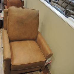 Leather Power Recliner — Hi Rock Home "Bowery" (Camel) 7689120121BP2ENC2901