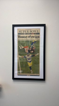 LA Rams Super Bowl framed LA times newspaper