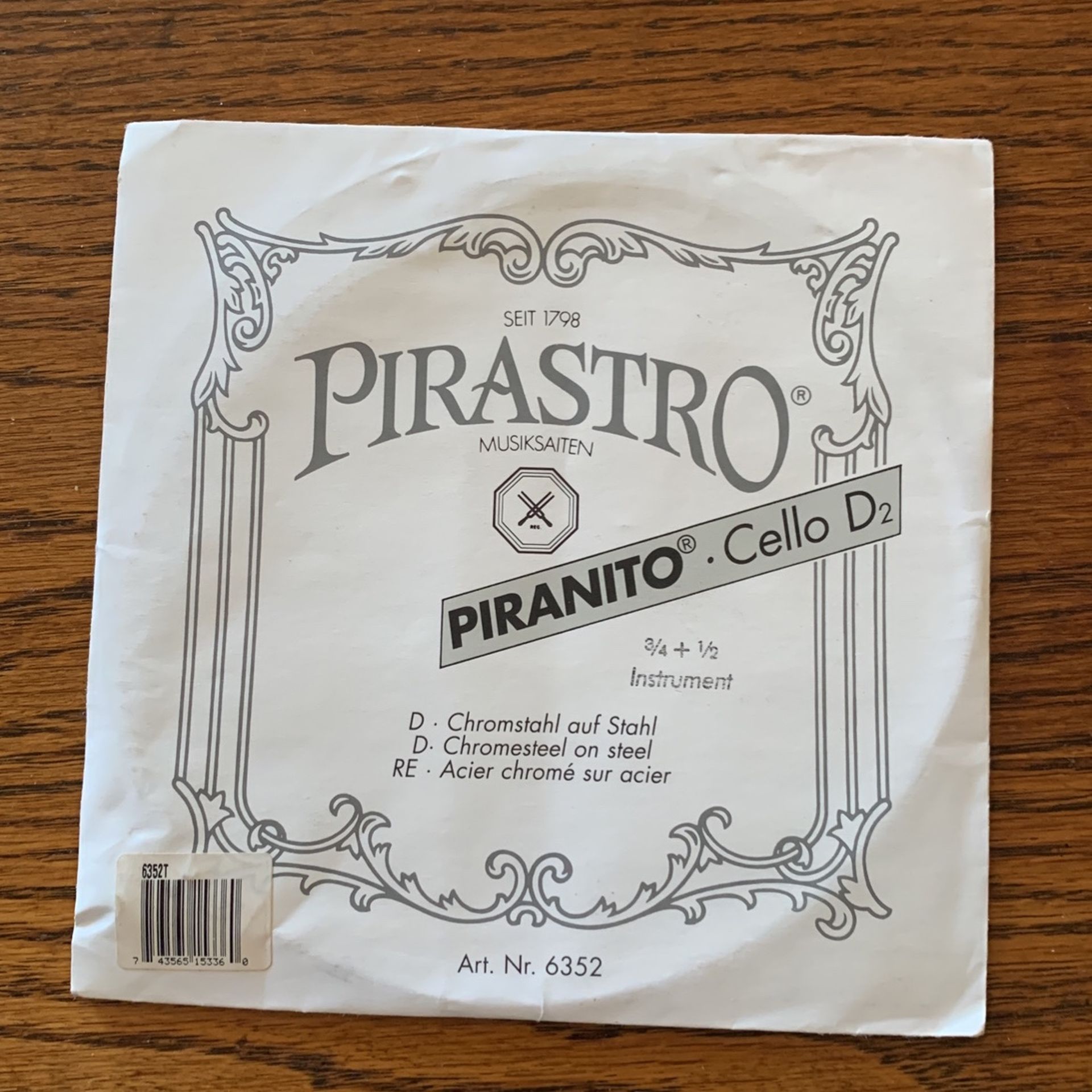 Pirastro Piranito 3/4-1/2 Cello D String New