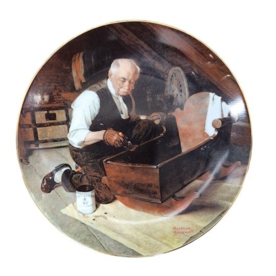 Vintage 1987 Norman Rockwell Grandpa's Gift Collectible Plate #13746K No Box