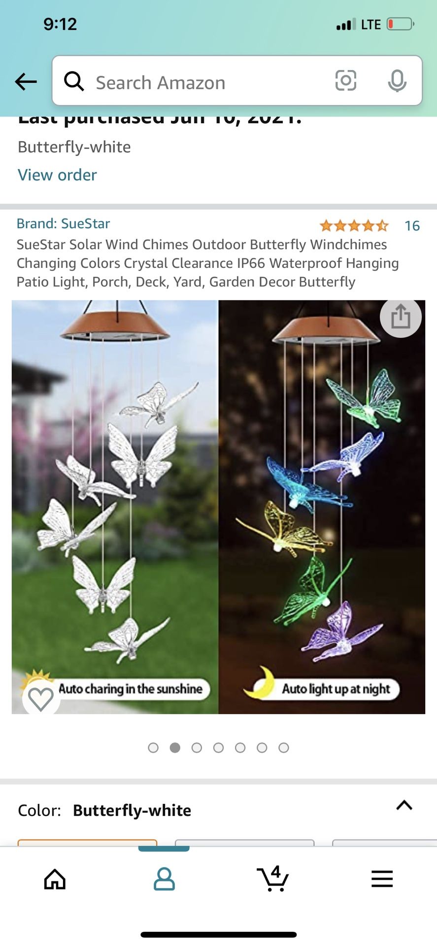 Solar Wind Chimes Outdoor Butterfly Windchimes 