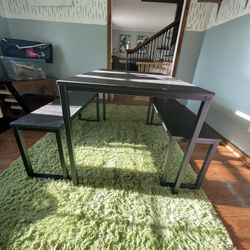 Modern Metal Table W/bench Seating 