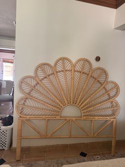 Rattan Peacock Fan Headboard