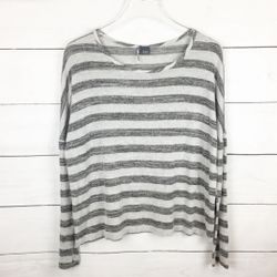 Sparkle & Fade Striped Dolman Top Black Gray S