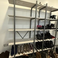 Lot 2 Gray 5-Tier Wooden Bookshelves