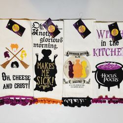 Disney Hocus Pocus Dish Kitchen Tea Towel 4pc Set NWT