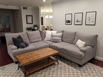 Harper Down Sectional - Living Spaces - Light Gray