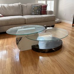 Glass Top Faux Marble Coffee Table