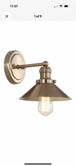 JONATHAN Y JYL7429A August 7.8" 1-Light Metal Shade Farmhouse Sconce Gold