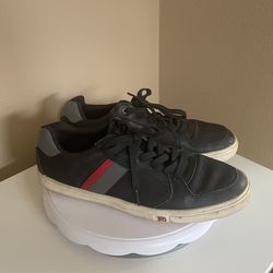 Men's size 11 black shoes sneakers red gray stripe, with laces, brand: Joe's Jeans SA ? Male guy men