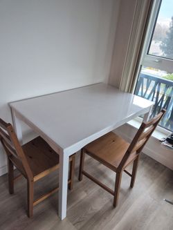 IKEA HAUGA Table Color / Size: White / Birch Veneer, 46 1/2" x 29 1/8"