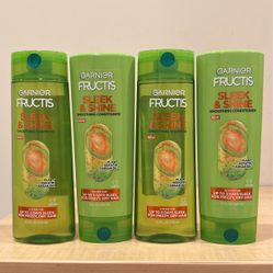 Garnier Fructis Sleek & Shine smoothing shampoo & conditioner 12 oz: 4 for $7