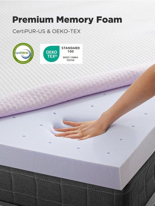 PERLECARE 3 Inch Gel Memory Foam Mattress Topper for Pressure Relief, Premium Soft Cooling Sleep, Non Slip Design with Removable & Washable Cover