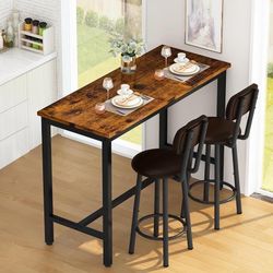 K461 $80  3 Piece Bar Height Table with 2 Backrests Stools,