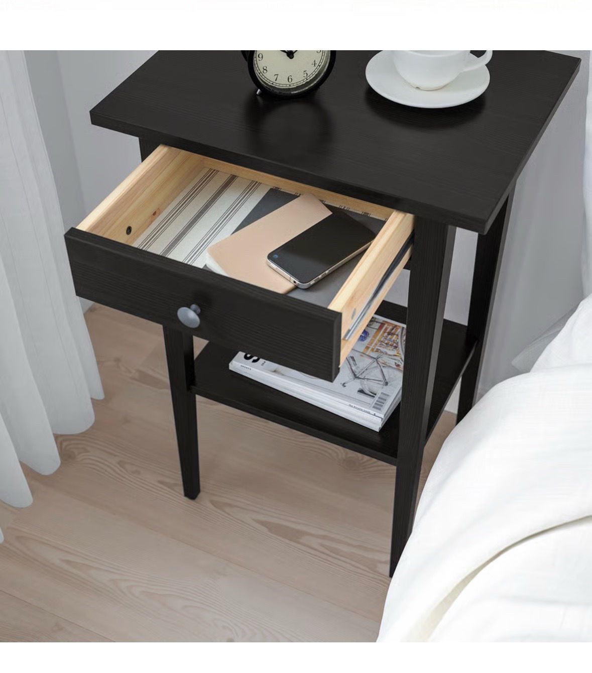 Ikea Hemnes wood nightstand end table bookshelf