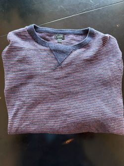 J Crew Large men's long sleeve multi color dark blue purple stripes, only $10 cash.  Must meet in person for delivery. 