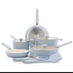 GreenPan Rio Advanced 10pc Ceramic Nonstick Cookware Set Stardew Blue