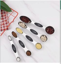 6Pcs Stainless Steel Measuring Spoons with Leveler, Measuring