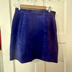 Blue Faux Suede Mini Skirt