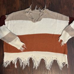 1Xl SHEIN Curve Distressed Sweater