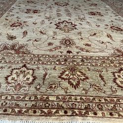 8 X 10 100% Wool Peshawar- Afghan Vegetables Dyed Hand Knotted Rug 